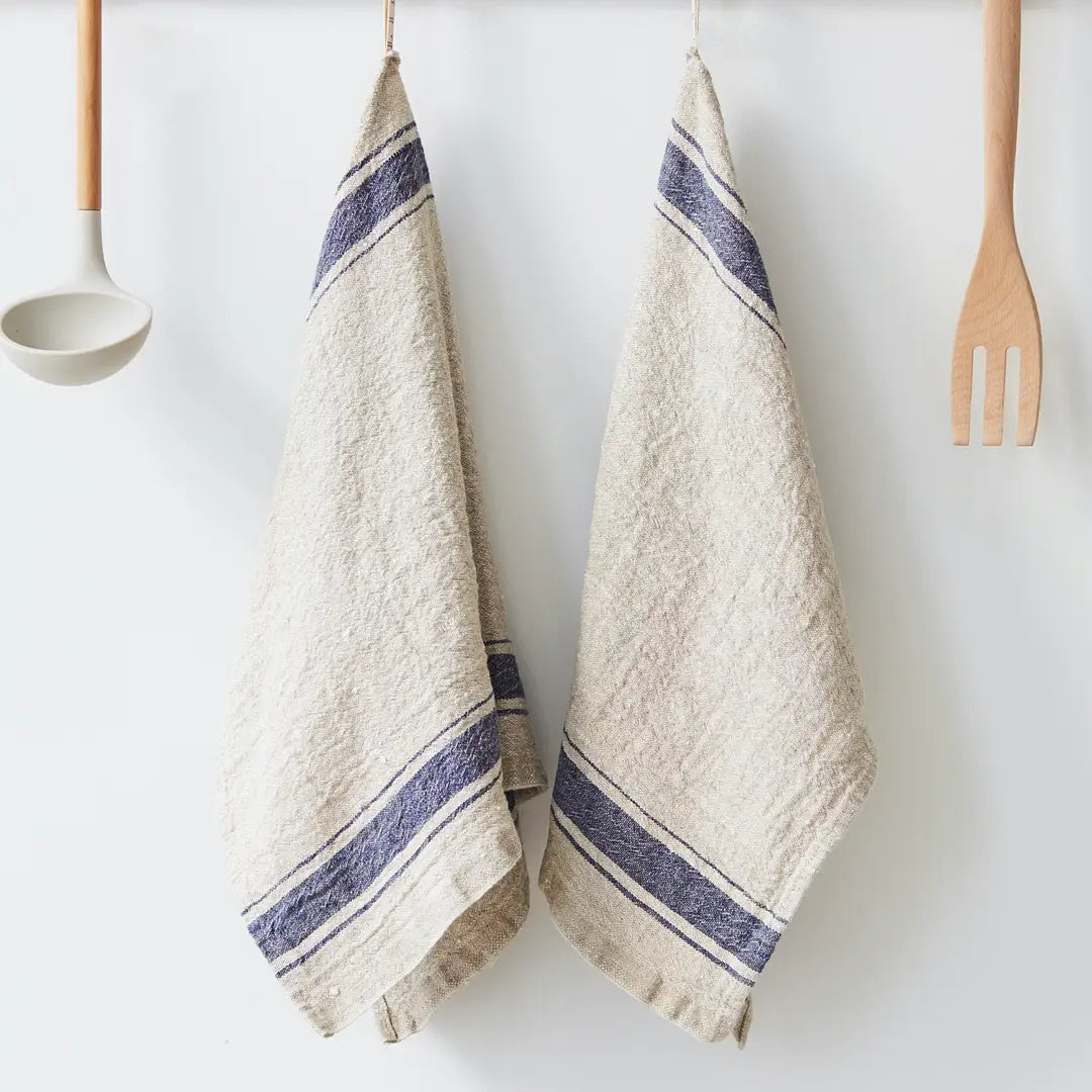 Tea Towel Rústica Linho Azul
