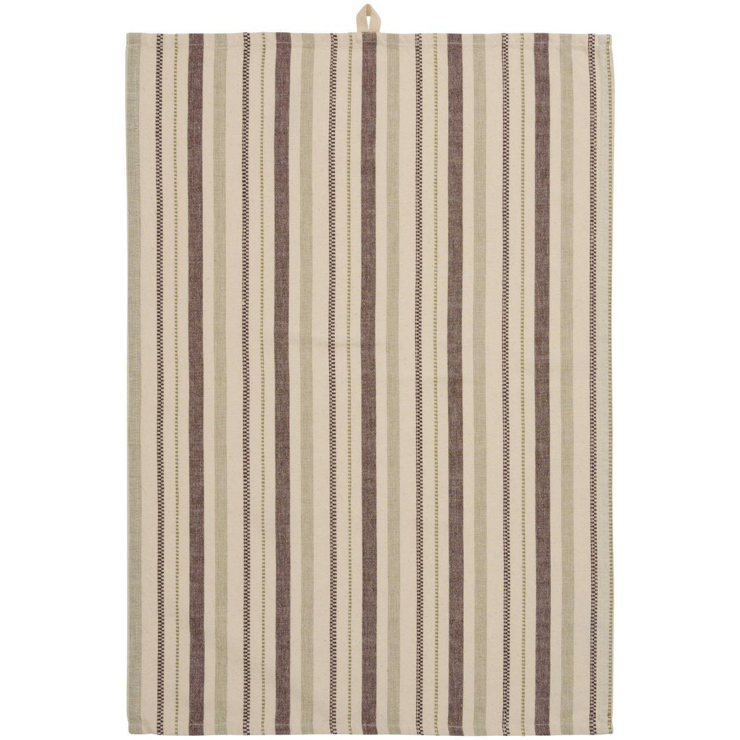 Tea Towel Riscas Castanho Verde