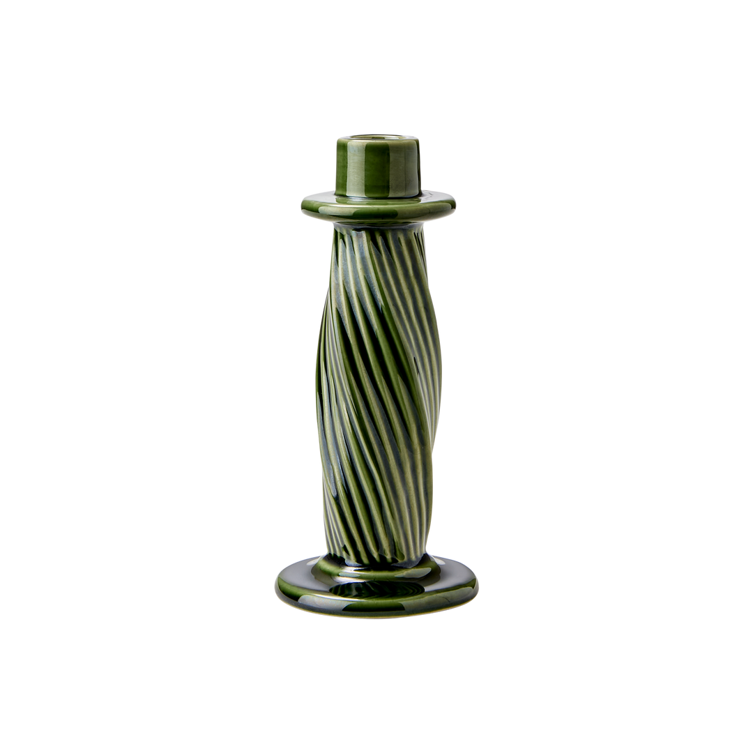 Candelabro de cerámica verde