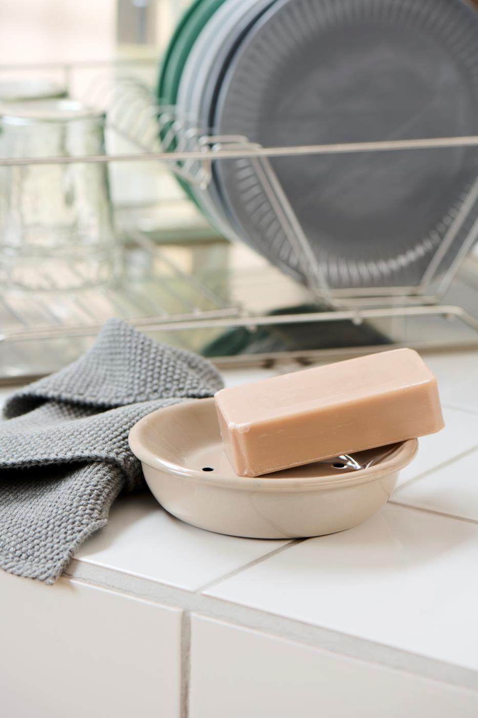 Saboneteira Esmalte Bege