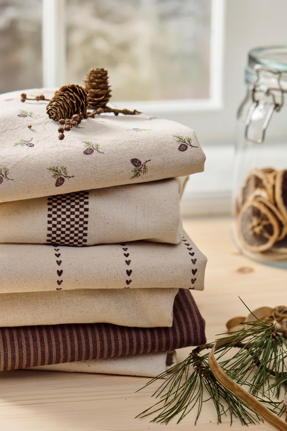 Tea Towel Corações Castanhos