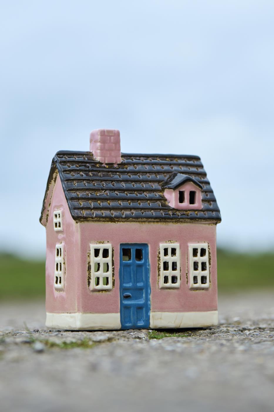 Ceramic House with Blue Door