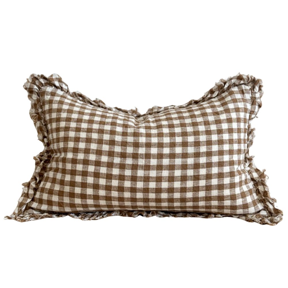 Brown Vichy Cushion Cover